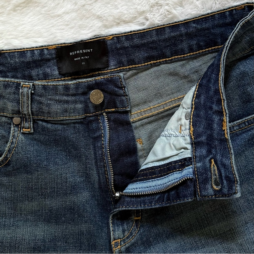 REPRESENT 32x31 Destroyer Denim Jeans in Rockstar Blue • Street Slim Skinny Fit - Picture 5 of 10